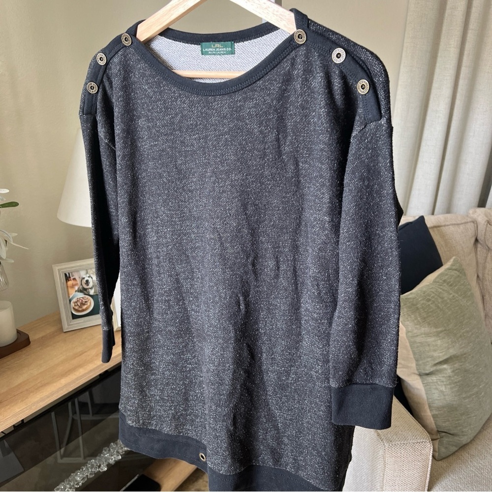 Lauren Jeans Co Ralph Lauren Women’s Black Pullover 3/4 Sleeve Sweater Size L - Picture 3 of 13